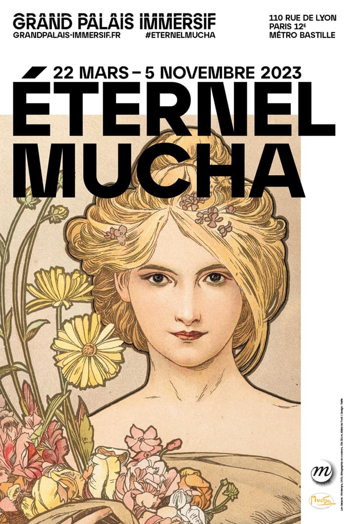 Affiche exposition éternel mucha au grand palais immersif